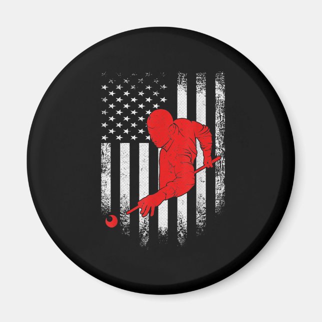 Billiards Lover | American Flag Billiards Gift Magnet (Vorne)