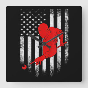 Billiards Lover   American Flag Billiards Gift Quadratische Wanduhr