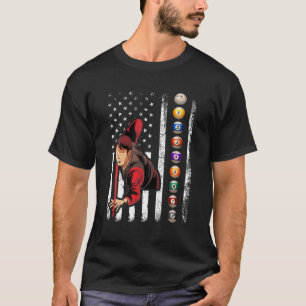 Billiards Lover Retro American Flag Billiards 4te T-Shirt