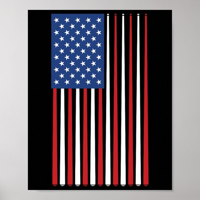 Billiards Player American Flag Pool Sticks Cue Poster (Vorne)