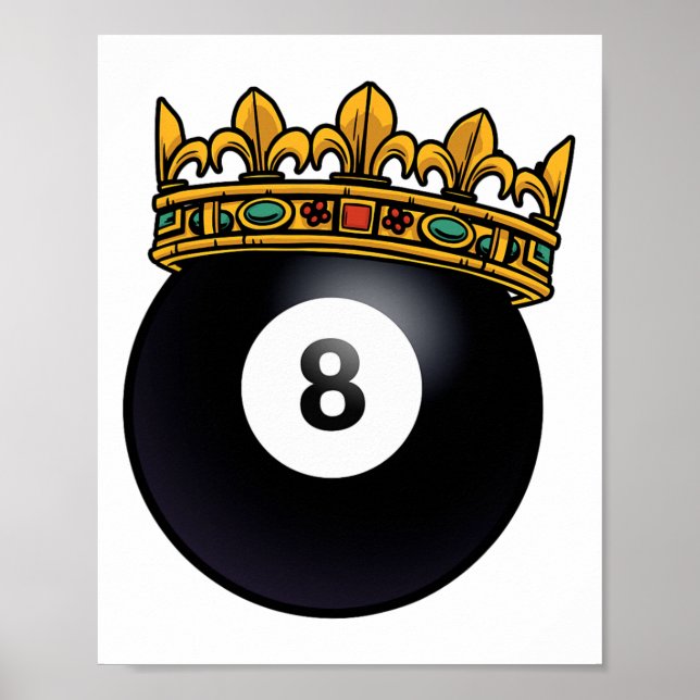 Billiards Player King Crown Pool Table Snooker Pyr Poster (Vorne)
