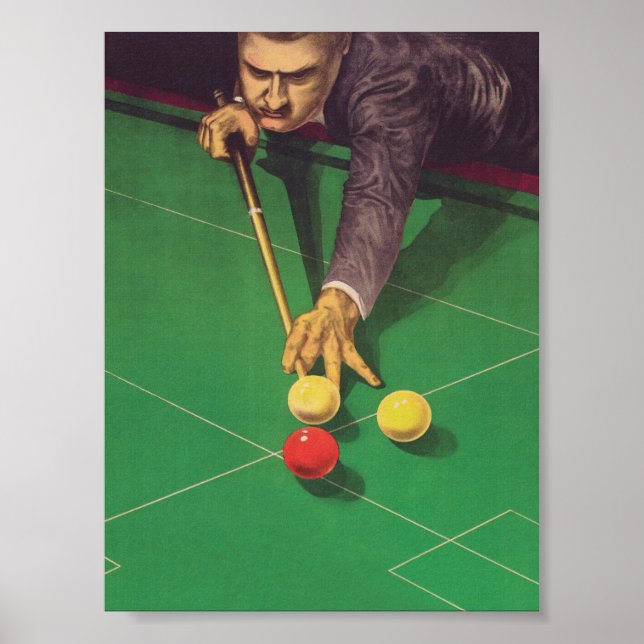 Billiards Player Vintage Poster (Vorne)