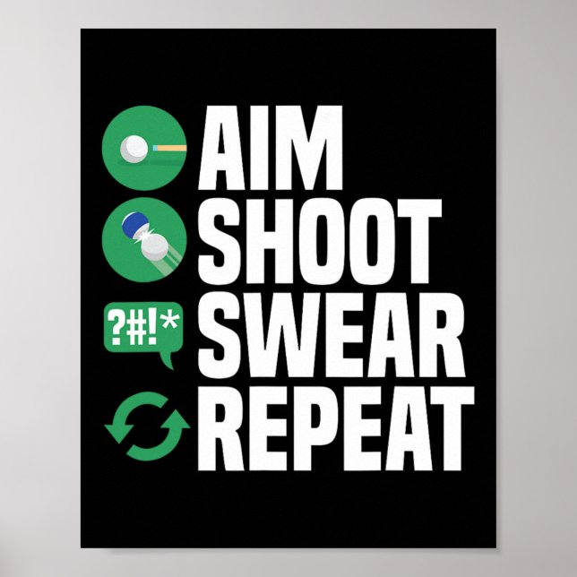 Billiards Pool Aim Shoot Swear Funny Funny Poster (Vorne)