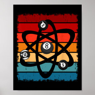Billiards Pool Hall Sport Atom Science Vintag Reft Poster
