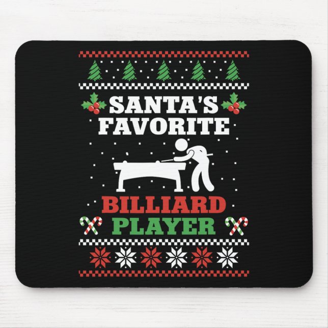Billiards Pool Player Ball Weihnachten Ugma Christ Mousepad (Vorne)