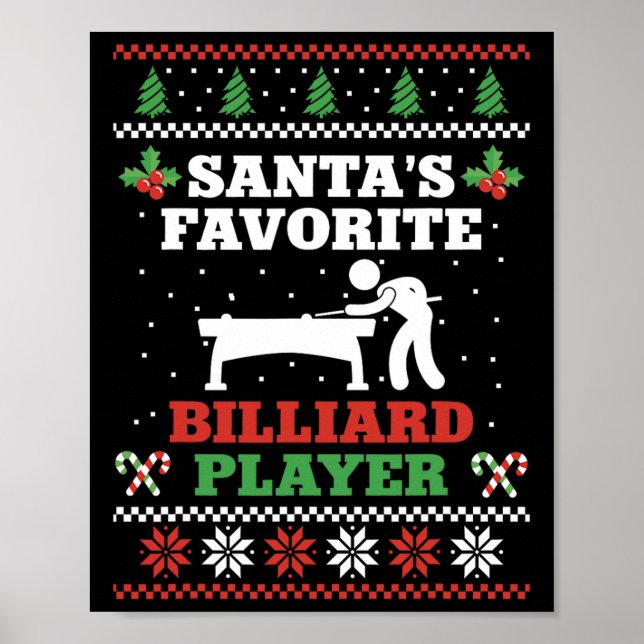 Billiards Pool Player Ball Weihnachten Ugma Christ Poster (Vorne)