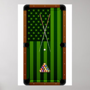 Billiards Pool Player Table US-amerikanische Flagg Poster