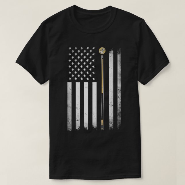 Billiards Pool Player Table USA American Flag 1 T-Shirt (Design vorne)