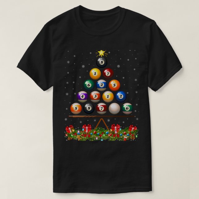 Billiards Pool Sports Lover Billiards Ball Christm T-Shirt (Design vorne)