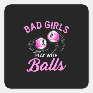 Billiards Snooker Girls Play With Billiard Balls Quadratischer Aufkleber