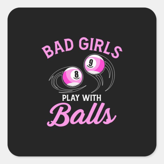 Billiards Snooker Girls Play With Billiard Balls Quadratischer Aufkleber (Vorderseite)