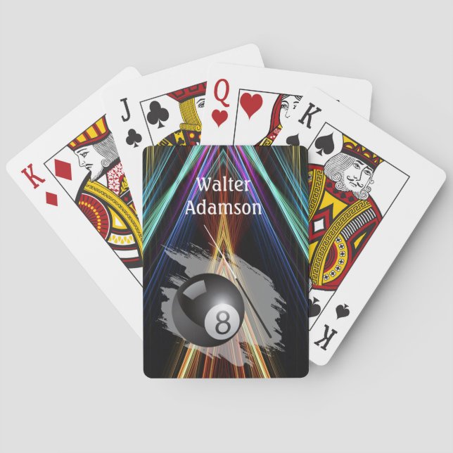 Billiards Sport ball and cue Personalize with Name Spielkarten (Rückseite)