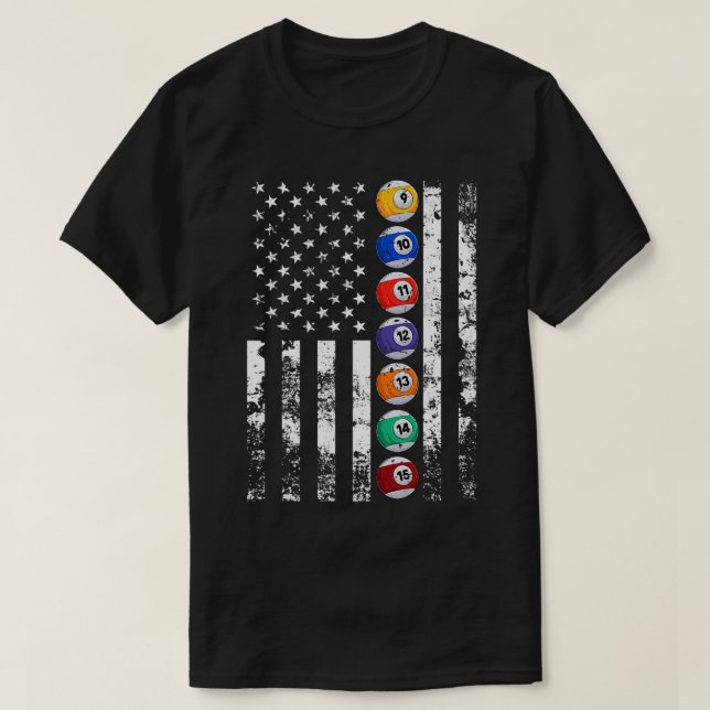 Billiards US-amerikanische Flagge T-Shirt (Design vorne)