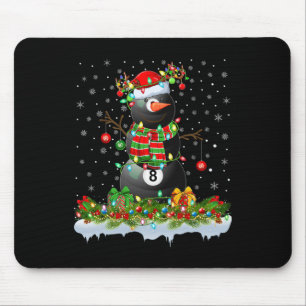 Billiards Xmas Lighting Funny Snowman Billiards Ch Mousepad
