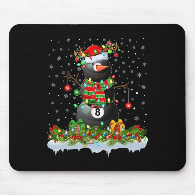 Billiards Xmas Lighting Funny Snowman Billiards Ch Mousepad (Vorne)
