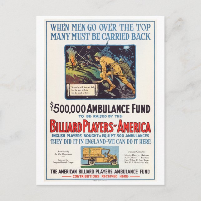 Billiardspieler in Amerika Postkarte (Vorderseite)