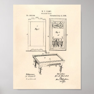 Billiardtisch 1888 Patentkunst - Altes Peper Poster