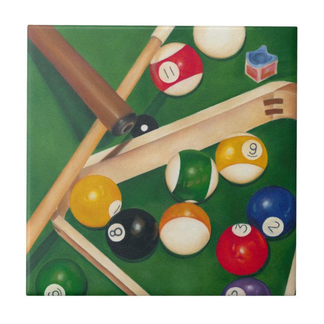 Billiardtisch mit Balls und Chalk Fliese (Vorderseite)