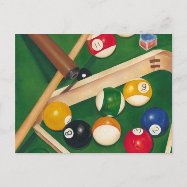 Billiardtisch mit Balls und Chalk Postkarte (Vorderseite)