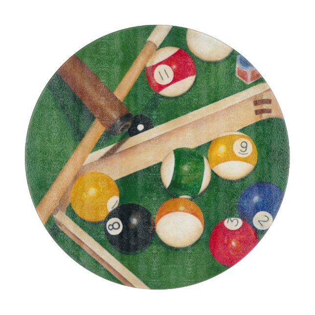 Billiardtisch mit Balls und Chalk Schneidebrett (Vorderseite)