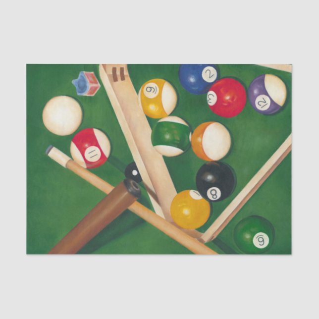 Billiardtisch mit Balls und Chalk Seidenpapier (Vorderseite)