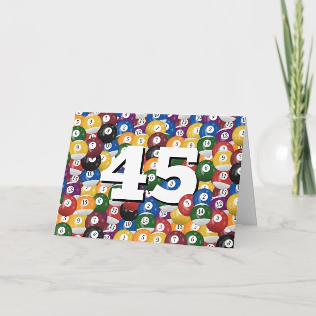 Billiardtische zum 45. Geburtstag Karte (Vorderseite)