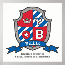 Billie Boys Name bedeutet heraldry Schild Poster