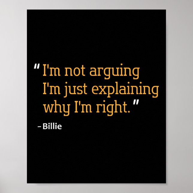 Billie Gift Zitat Funny Geburtstag Personalisierte Poster (Vorne)