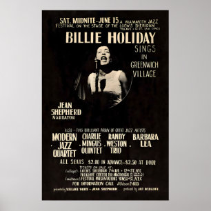 Billie Holiday Jazzplakat - Singt in Greenwich Poster