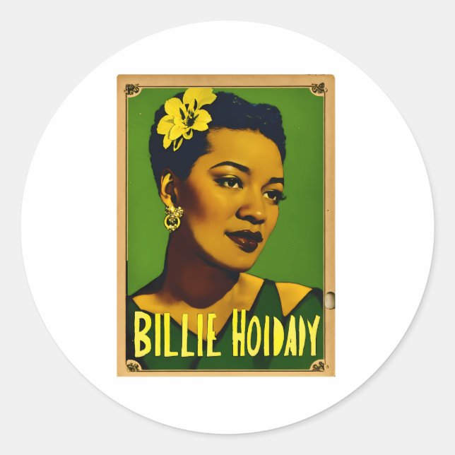 Billie Holiday Runder Aufkleber (Vorderseite)