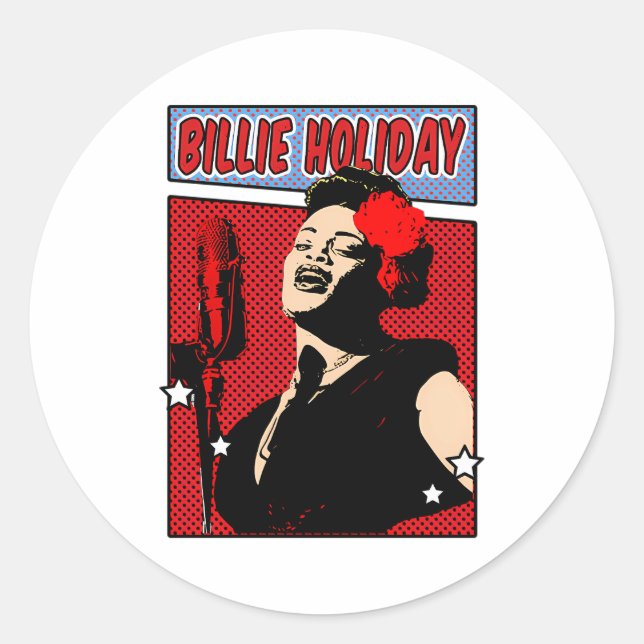 Billie Holiday Runder Aufkleber (Vorderseite)