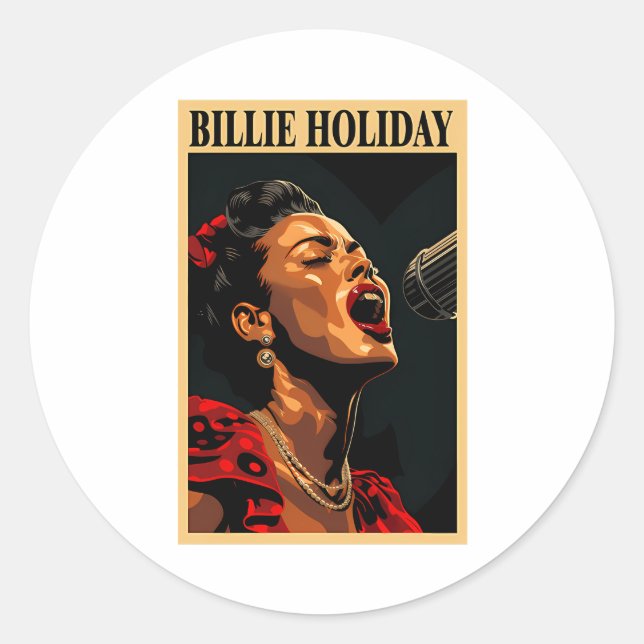 Billie Holiday Runder Aufkleber (Vorderseite)