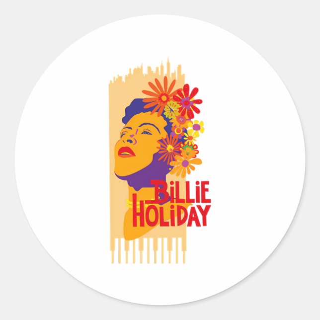 Billie Holiday Runder Aufkleber (Vorderseite)