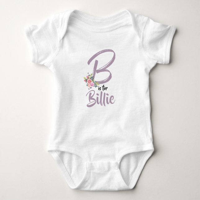 Billie Name Baby Outfit Letter B Romper Floral Baby Strampler (Vorderseite)
