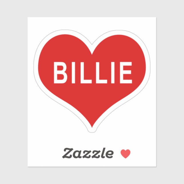 BILLIE NAME Red Liebe Heart Vinyl Sticker (Blatt)