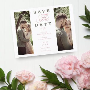 Billig 2 Fotos Couple Hand Lettered Elegante Scrip Postkarte