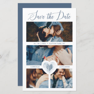 Billig 4 Fotos Blue Heart Verlobte Paarsitzung