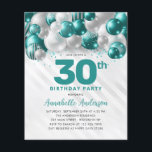 Billig Aquamarin Green Silver Ballon Glitzer Gebur Flyer<br><div class="desc">Moderner Glam Aquamariner grüner Silberballon Glitzer Sparkle jedes Alter Geburtstag Einladung</div>