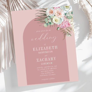 Billig Arch Floral Dusty Rose Einladung Hochzeit