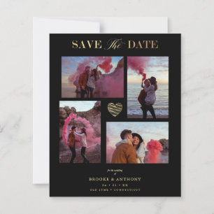 Billig Black Collage Wedding Gold Heart 4 Fotos