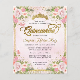 Billig Blues Pink Pink Gold Tiara Quinceañera Flyer