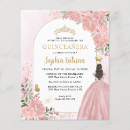 Billig Blues Rock Pink Gold Prinzessin Quinceanera Flyer
