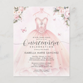 Billig Blush Pink Blues Prinzessin Gown Quinceaner Flyer