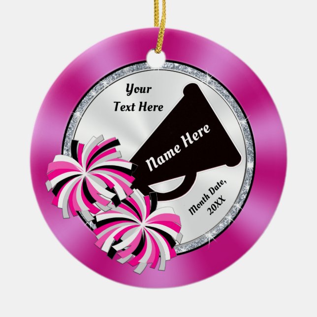 Billig Cheerleader Weihnachtsschmuck, 3 Textboxen Keramik Ornament (Vorne)