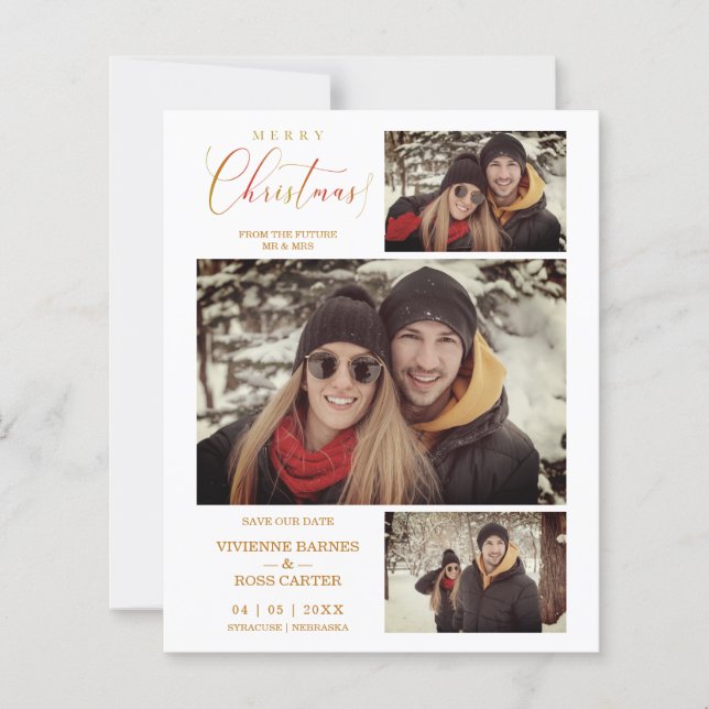 Billig Frohe Weihnachten 3 Fotos Collage Couple (Vorderseite)