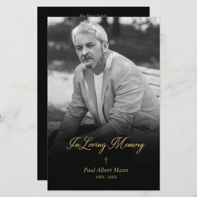 Billig Golden in Love Memory BW Foto Beerdigung (Vorne/Hinten)