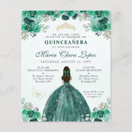 Billig Green Gold Floral Glam Prinzessin Quinceañe Flyer