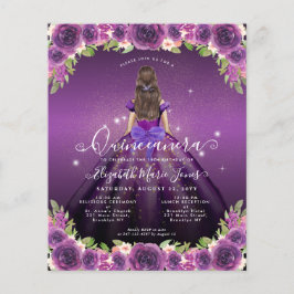 Billig Lila Goldprinzessin Quinceanera Flyer