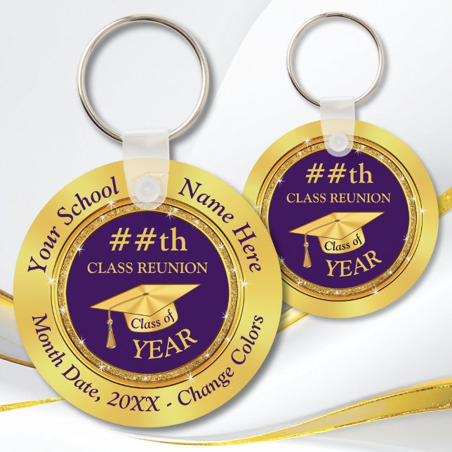 Billig Lila und Gold, 35 Jahre Wiedersehen Ideas Schlüsselanhänger (Purple and Gold, Cheap Class Reunion Souvenirs. Inexpensive Class Reunion Ideas. Reunion Keychains.)