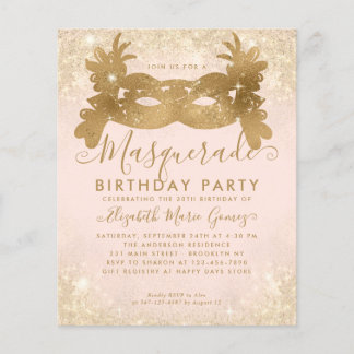 Billig Masquerade Rosa Rosa Glitzer Geburtstag Flyer